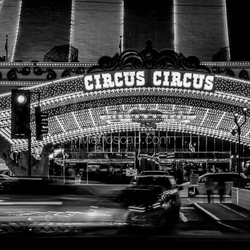 The Entrance to Circus Circus -- Las Vegas Black and White Photography