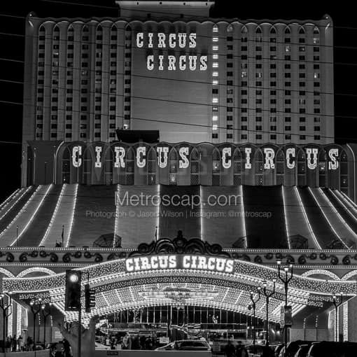 Las Vegas Black and White Photos of The Six Instances of the word Circus at Circus Circus The Six Instances of the word Circus at Circus Circus -- Las Vegas Black and White Photos