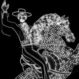 Square The Hacienda Horse and Rider Neon Sign at Fremont and Las Vegas Boulevard Framed Photos
