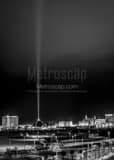 Vertical The Las Vegas Skyline at Night from McCarran Airport Framed Photos