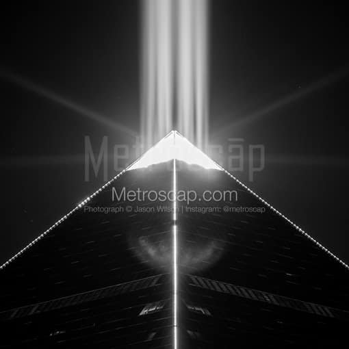 Las Vegas Black and White Photos of The Beam of Light Shooting Out of the Top of the Luxor Hotel and Casino The Beam of Light Shooting Out of the Top of the Luxor Hotel and Casino -- Las Vegas Black and White Photos