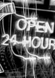 Vertical Open 24 Hours Neon Sign Photography