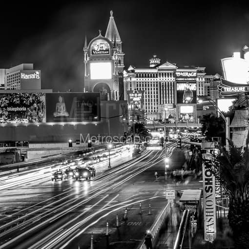 Las Vegas Boulevard Traffic Looking South -- Las Vegas Black and White Photography