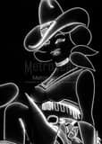 Vertical The Neon Cowgirl Vegas Vickie on Freemont Street black and white Photos