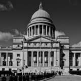 Square The Arkansas State Capitol Building black and white Photos