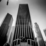 Square The Bank of America and US Bank Buildings in Downtown Los Angeles landscape black and white Photography
