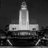 Square LA City Hall at Night landscape black and white Photography