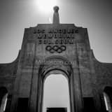Square The L.A. Coliseum landscape black and white Photography