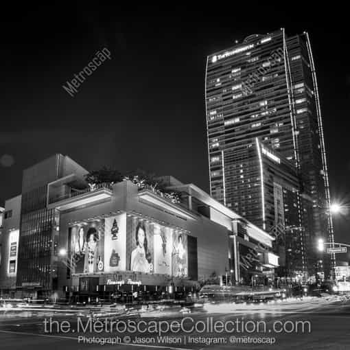 The LA JW Marriott and Ritz Carlton at Night -- Los Angeles Black and White Photos