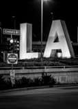 Vertical Century Boulevard at Los Angeles International Airport landscape black and white Photography