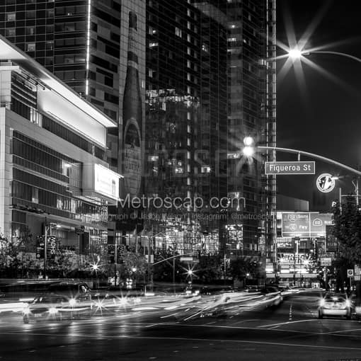 LA Live at Night -- Los Angeles Black and White Photos