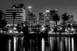 Horizontal The LA Skyline from MacArthur Park landscape black and white Photography