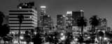 Panoramic The LA Skyline from MacArthur Park landscape black and white Photography