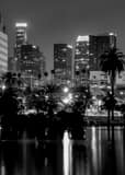 Vertical The LA Skyline from MacArthur Park landscape black and white Photography