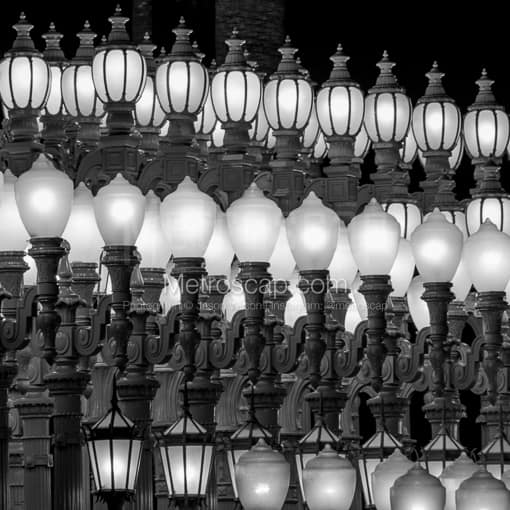 The LACMA Lamps close-up -- Los Angeles Black and White Photos