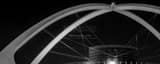 Panoramic The LAX Theme Building landscape black and white Photography