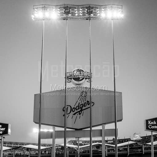 The Back of the Dodger Stadium Score Board -- Los Angeles Black and White Photos