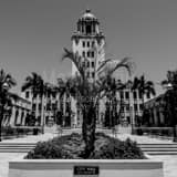 Square Beverly Hills City Hall landscape black and white Photography