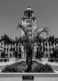 Vertical Beverly Hills City Hall landscape black and white Photography