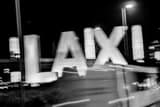 Horizontal The LAX Sign in a Hurry landscape black and white Photography