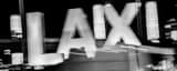 Panoramic The LAX Sign in a Hurry landscape black and white Photography