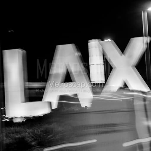 The LAX Sign in a Hurry -- Los Angeles Black and White Photos