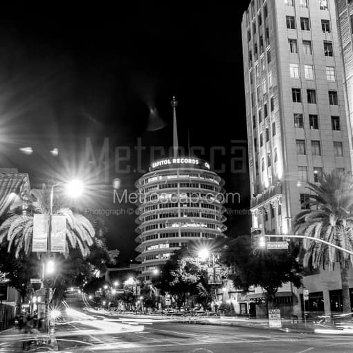 Los Angeles Black and White Photos of The Capitol Records Building at Hollywood and Vine The Capitol Records Building at Hollywood and Vine -- Los Angeles Black and White Photos