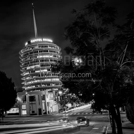 Los Angeles Black and White Photos of The Capitol Records Building at Yucca and Vine The Capitol Records Building at Yucca and Vine -- Los Angeles Black and White Photos