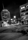 Vertical The Capitol Records Tower at Night landscape black and white Photography