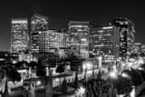 Horizontal The Century City Skyline at Night landscape black and white Photography