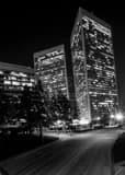 Vertical The Century City Towers at Olympic Blvd. landscape black and white Photography