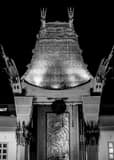 Vertical Top of the Chinese Theater landscape black and white Photography
