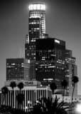 Vertical The Commerce Escrow and Paul Hastings Building in Downtown LA landscape black and white Photography