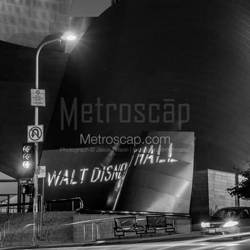 The Concert Hall at Night -- Los Angeles Black and White Photos