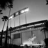 Square Dodger Stadium landscape black and white Photography