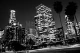 Horizontal Downtown Los Angeles from Fourth Street at Night black and white Pictures