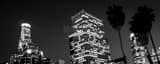 Panoramic Downtown Los Angeles from Fourth Street at Night black and white Pictures