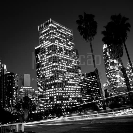 Los Angeles Black and White Photos of Downtown Los Angeles from Fourth Street at Night Downtown Los Angeles from Fourth Street at Night -- Los Angeles Black and White Photos