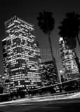 Vertical Downtown Los Angeles from Fourth Street at Night black and white Pictures