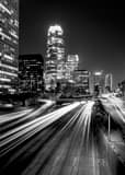 Vertical Downtown LA at Night from Fourth Street black and white Pictures