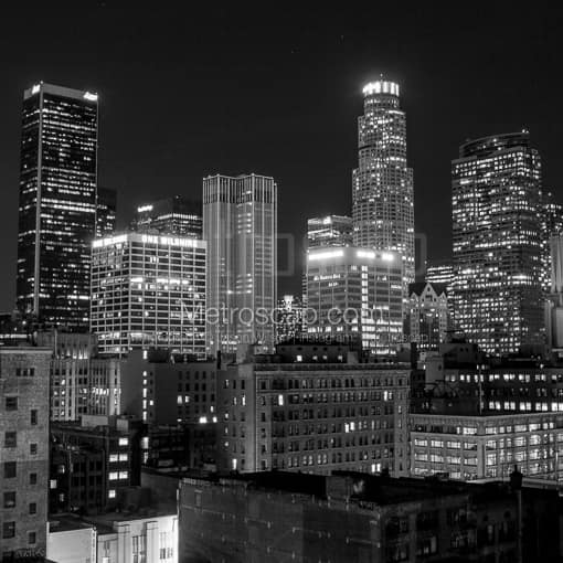 Downtown Los Angeles at Night -- Los Angeles Black and White Photos