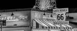Panoramic The End of Route 66 in Santa Monica landscape black and white Photography