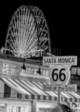 Vertical The End of Route 66 in Santa Monica landscape black and white Photography
