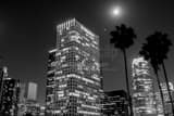 Horizontal A Full Moon over Downtown Los Angeles black and white Photos