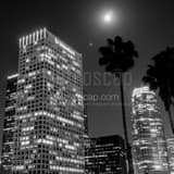 Square A Full Moon over Downtown Los Angeles black and white Photos