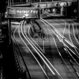 Square The Harbor Freeway Exit Ramp Sign landscape black and white Photography