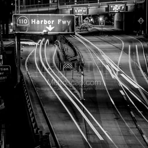 The Harbor Freeway Exit Ramp Sign -- Los Angeles Black and White Photos