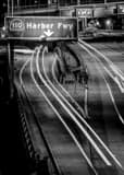 Vertical The Harbor Freeway Exit Ramp Sign landscape black and white Photography