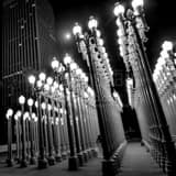 Square The Lamps at the Los Angeles County Museum of Art landscape black and white Photography