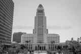 Horizontal The Los Angeles City Hall in Daylight black and white Pictures